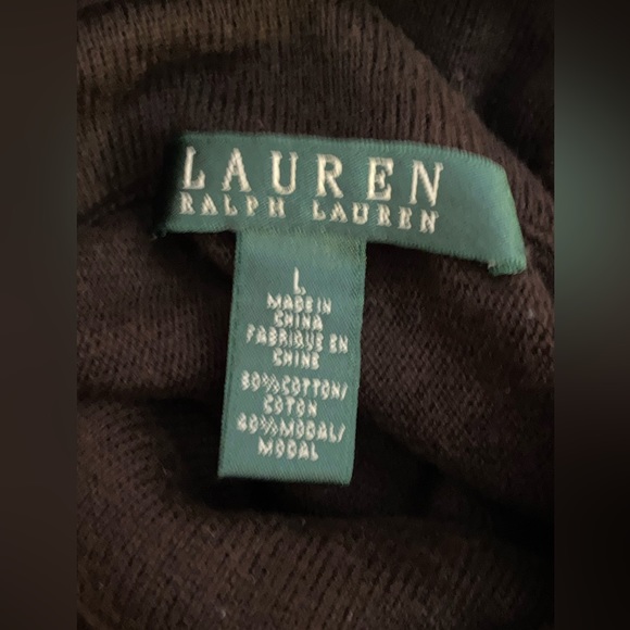 Lauren Ralph Lauren Dark Brown Turtleneck Sweater Cotton Blend Soft Size Large - Picture 6 of 7